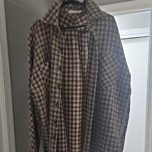 MNML Checkered Knit Jacket in Black and Tan
